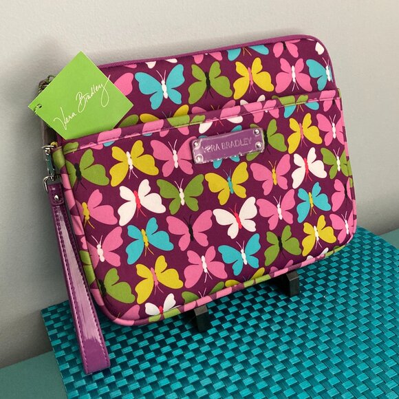 Vera Bradley Medium iPad Tablet Sleeve NWT Purple w/ Butterflies Flutterby - Picture 2 of 12